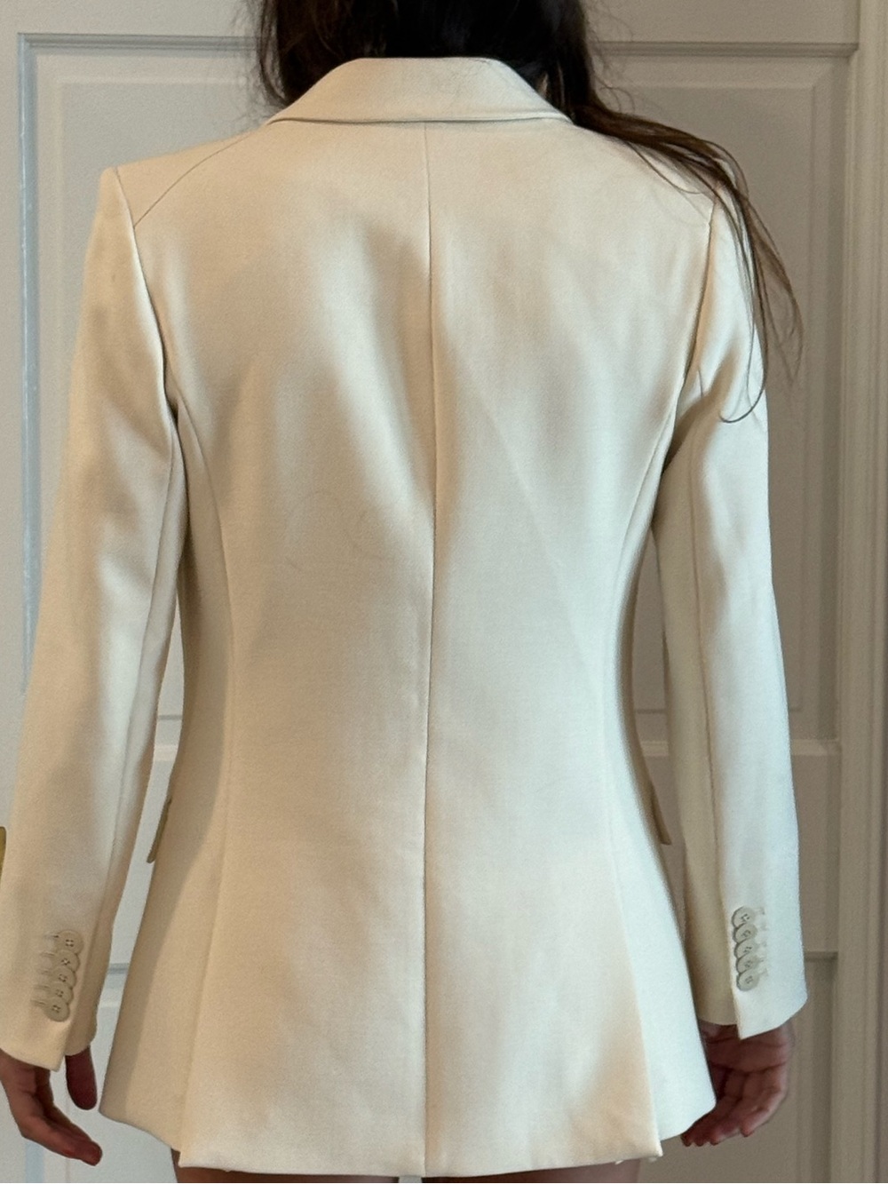 Veronica Beard Double-Breasted Cream Blazer - Picture 3 of 4